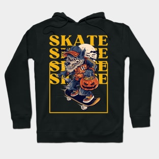 Spooky Longboard Skating Wolf Halloween Apparel Hoodie